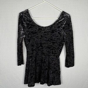 Vintage Decree Y2K  Burnout Velvet Top Womens Medium Peplum‎ Goth 90s Whimsigoth